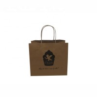 Custom Brown Kraft Paper Shopping Packaging Food Bags With Logo