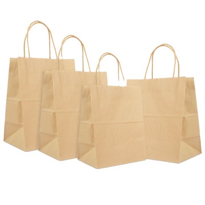 Custom logo printed small shopping gift paper bag bread and take away fast food for packaging